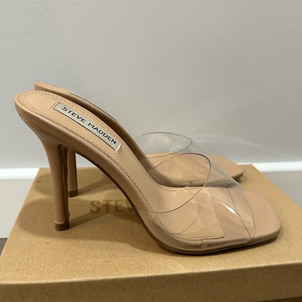 Steve Madden Nude Clear Strap Heels